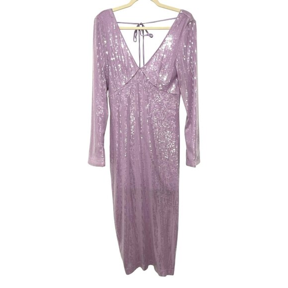 Avec Les Filles Sequin Tie Back Midi Dress NWT $169 - Picture 5 of 10
